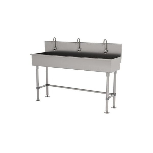 3 Stat 16 Ga. 304 SS Floor Mt Square Corner Sink, Electric Faucet Incl